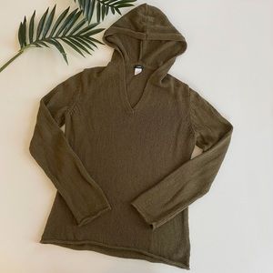 J. Crew Knit Dark Green Hooded Sweater